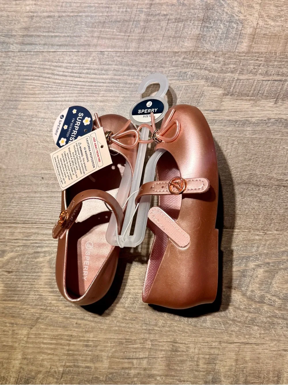 Sperry Rose Gold Mary Jane Ballet Flats with Bow
